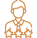Mask group Person icon with three stars below.