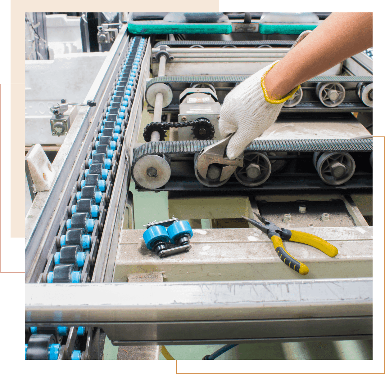 h1 05 Worker adjusting machinery in a factory setting.